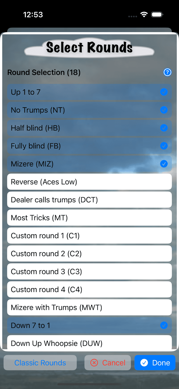 Clag Scorer (select rounds)